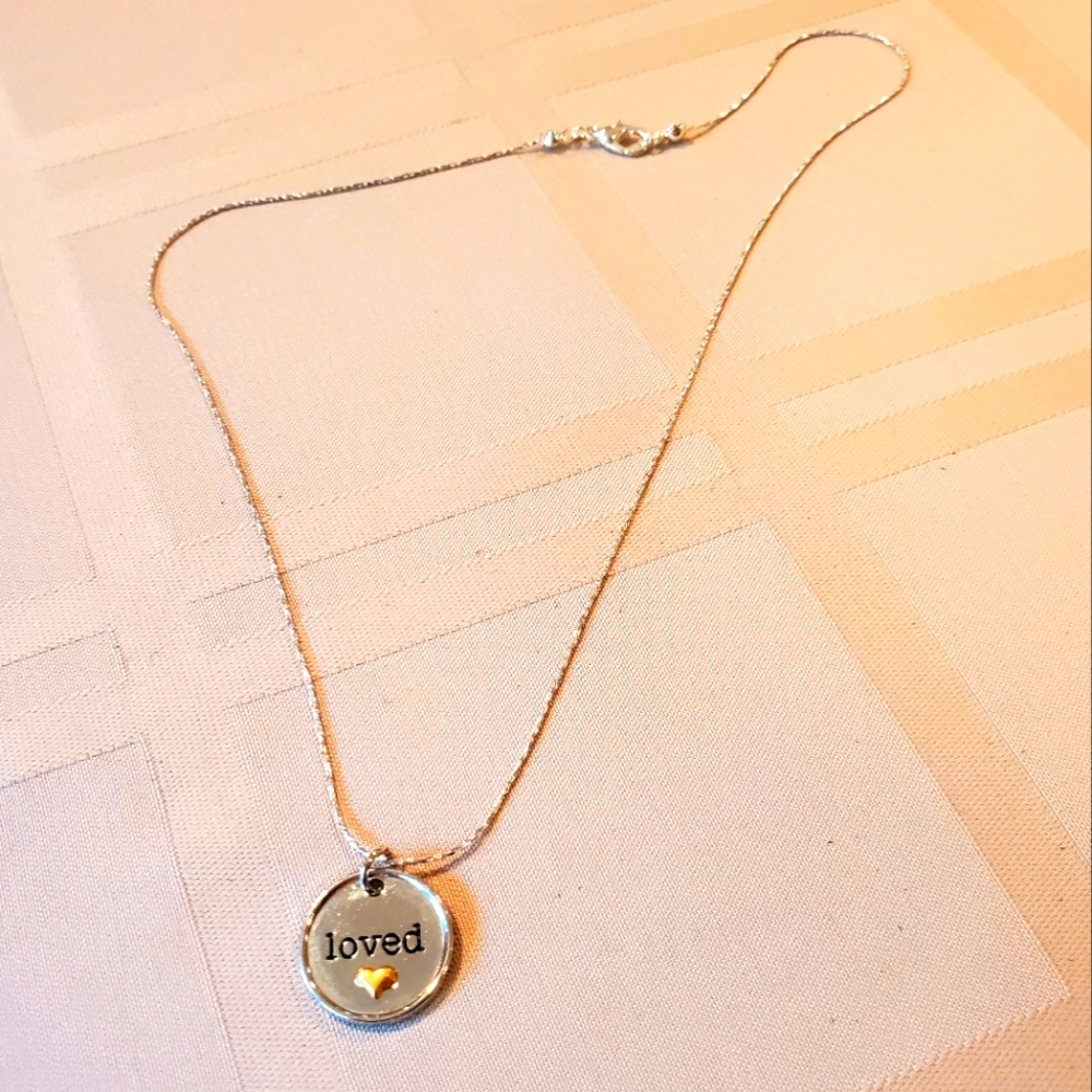 New! Handmade LOVED Stainless Steel Charm w/ Heart & 18" SS Necklace VDay
